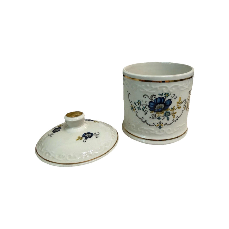 Vintage Crown Devon Blue Floral Jam Pot S. Fielding & Co. Ltd. Earthenware - Picture 3 of 4