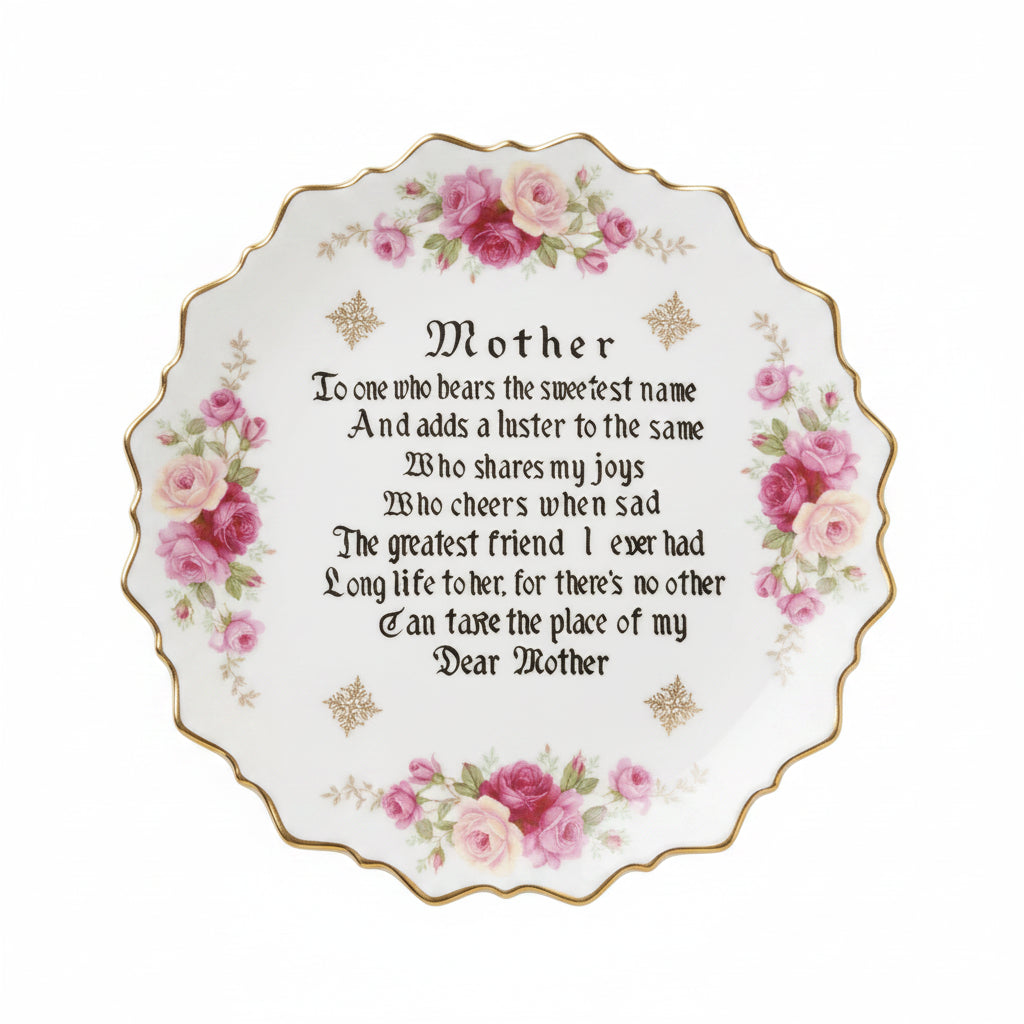 Vintage Mother Poem Decor Plate-Scalloped Edge|287251590773