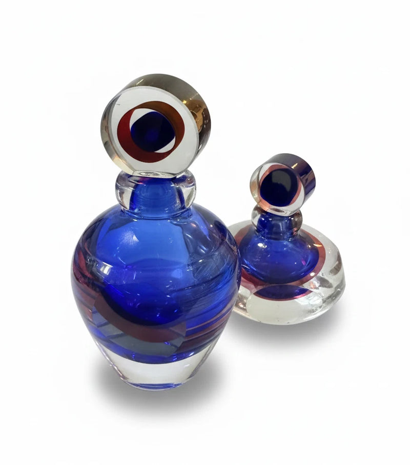 Fifth Avenue Crystal Sommerso Perfume Bottles - Set of 2 - Royal Blue & Magenta|287063967924