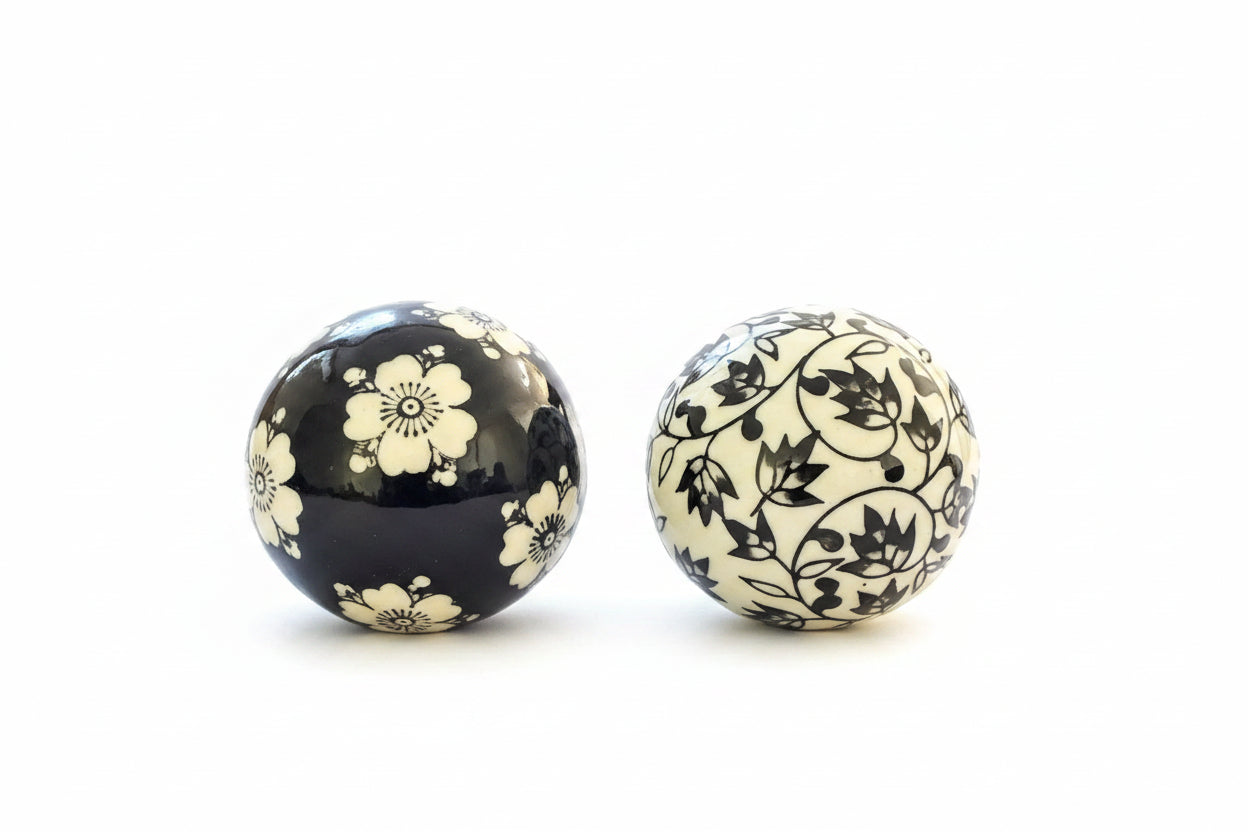 Vintage MCM Floral Glass Sphere Ball Decor – Multicolour 1980s Retro Shere|286917471417