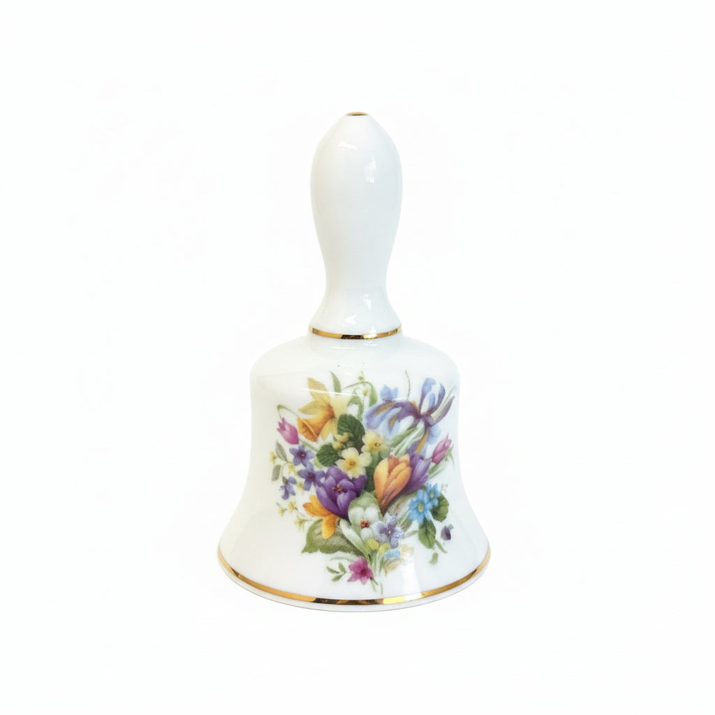 Vintage Bone China Hand Bell Souvenir-Bodnant Garden Floral British Made|286939964953
