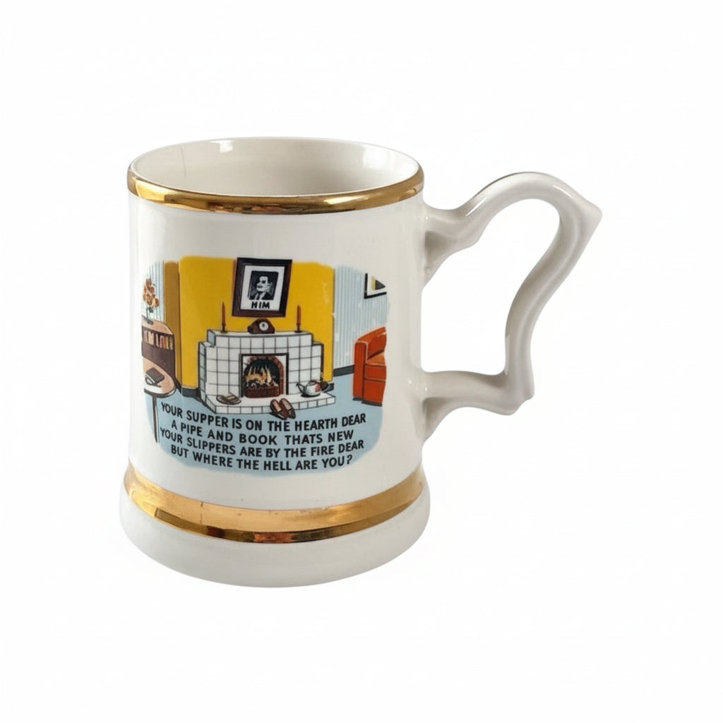 Vintage Prince William Pottery Mug "Your Supper is on the Hearth" 22K Gold Trim|286882243874