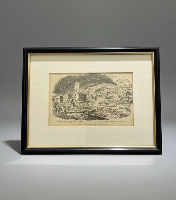 Rare George Cruikshank 1829 Satirical Print: "London Going Out of Town|286970263914