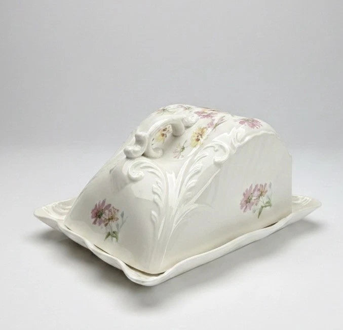 Antique Porcelain Cheese Dome & Plate Pattern 227 - Hand Painted Floral|287094953890