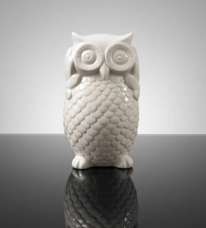 Vintage-Style White Ceramic Owl Figurine|287067117108