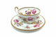 Vintage EB FOLEY Bone China England Cup & Saucer w/ PINK ROSES on Light Blue|286875558903