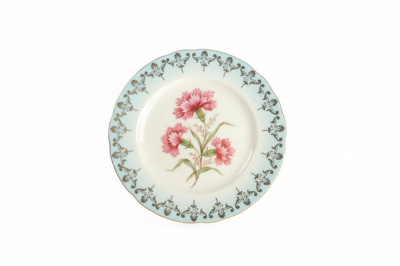 Set of 6 Antique Plates Blue Border Gilt Floral I. 1545 Mark Dresden Style China|286902642663