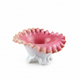 Vintage Fenton Pink Cased Glass Ruffled Pedestal Bowl - Three-Footed Shell Base|287254736601