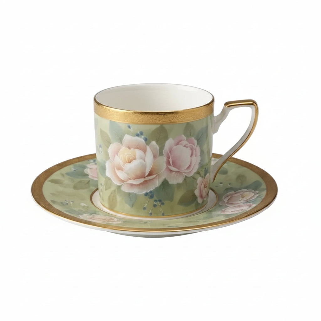 MIYAO by MIKASA M7006 Teacup & Saucer Set Fine Bone China Japan Rose Floral Gold|286881139791