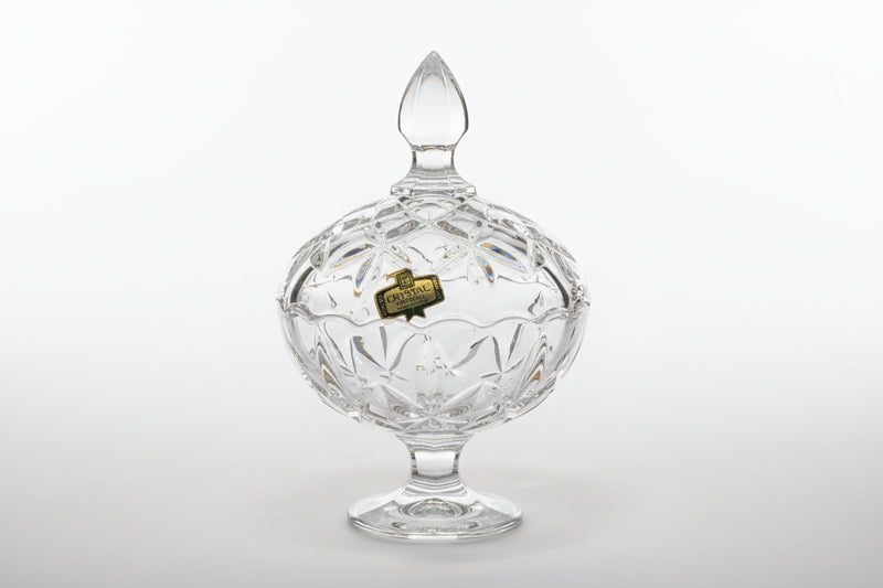 Vintage Bohemia Crystal Lidded Candy Dish | Cut Glass Pedestal Compote|286917408209