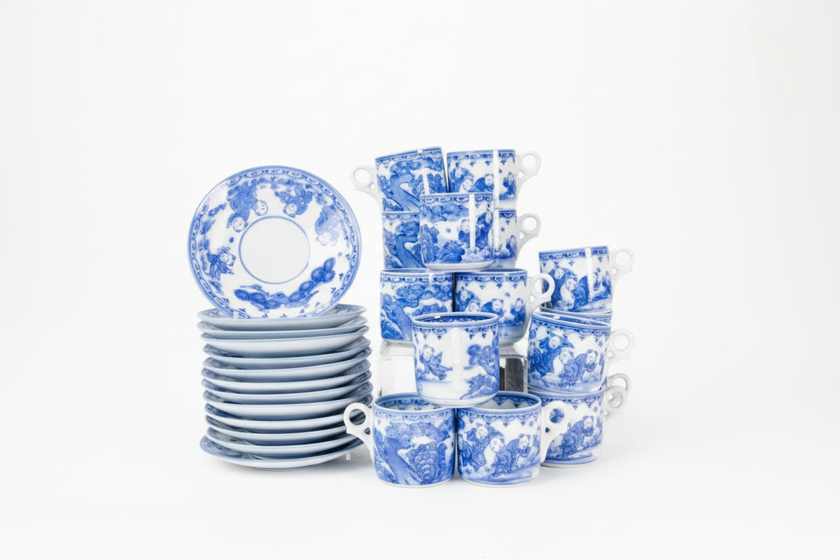 Chinese Blue & White Porcelain Demitasse Cup and Saucer Set 28 Pieces|286845808120