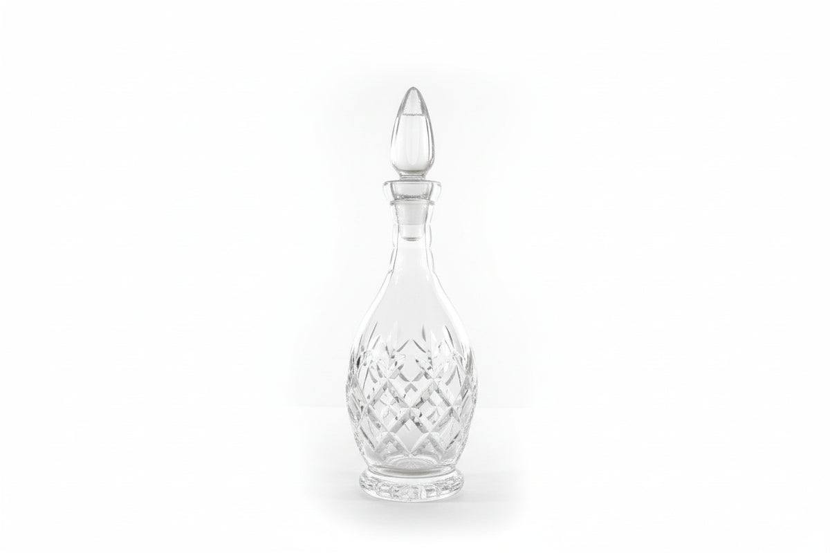 Vintage Diamond Cut Crystal Decanter With Pointed Stopper - Heavy Lead Crystal|286963073284