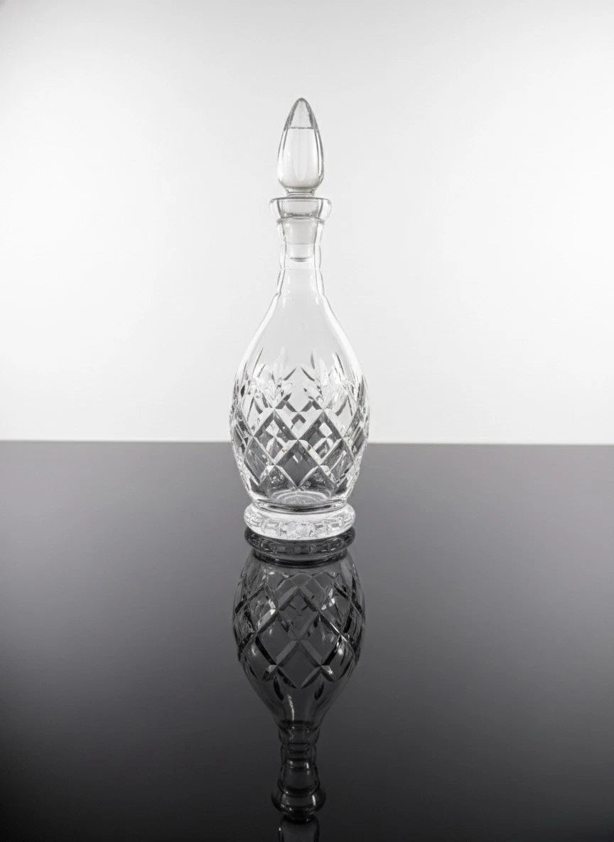 Vintage Diamond Cut Crystal Decanter With Pointed Stopper - Heavy Lead Crystal|286963073284