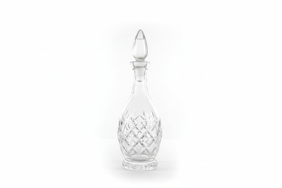 Vintage Diamond Cut Crystal Decanter With Pointed Stopper - Heavy Lead Crystal|286963073284