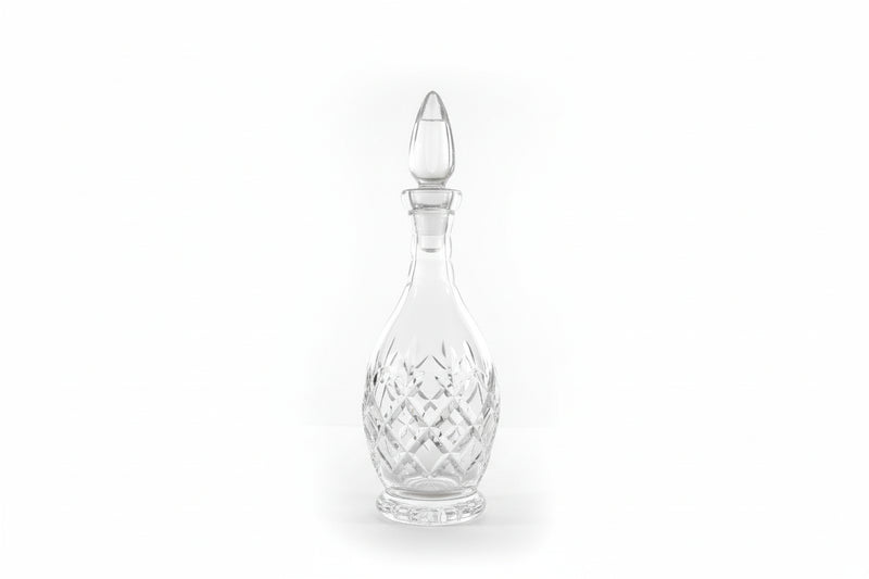 Vintage Diamond Cut Crystal Decanter With Pointed Stopper - Heavy Lead Crystal|286963073284