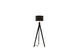 Dark Wood Tripod Floor Lamp with Black Drum Shade - Modern Mid-Century Style|286969347785