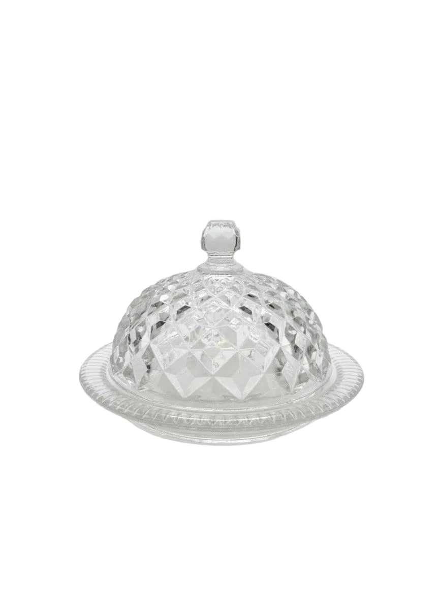 Vintage Anchor Hocking Wexford Clear Glass Round Butter Dish With Lid|287098873476