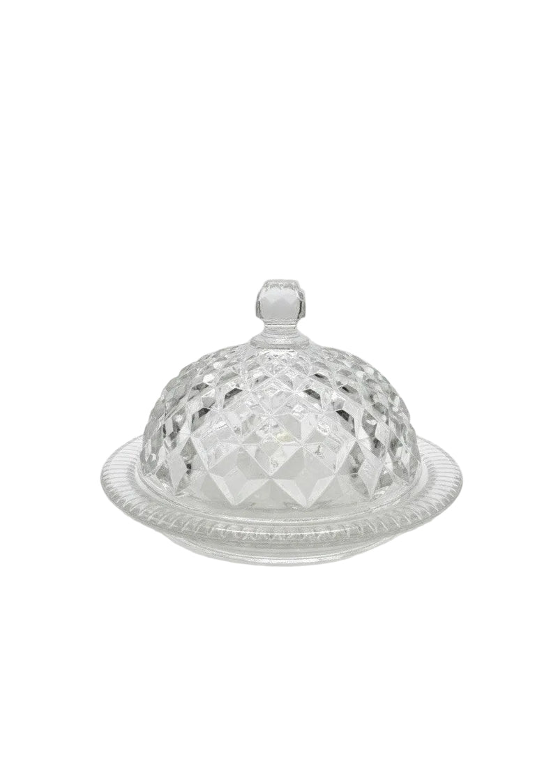 Vintage Anchor Hocking Wexford Clear Glass Round Butter Dish With Lid|287098873476