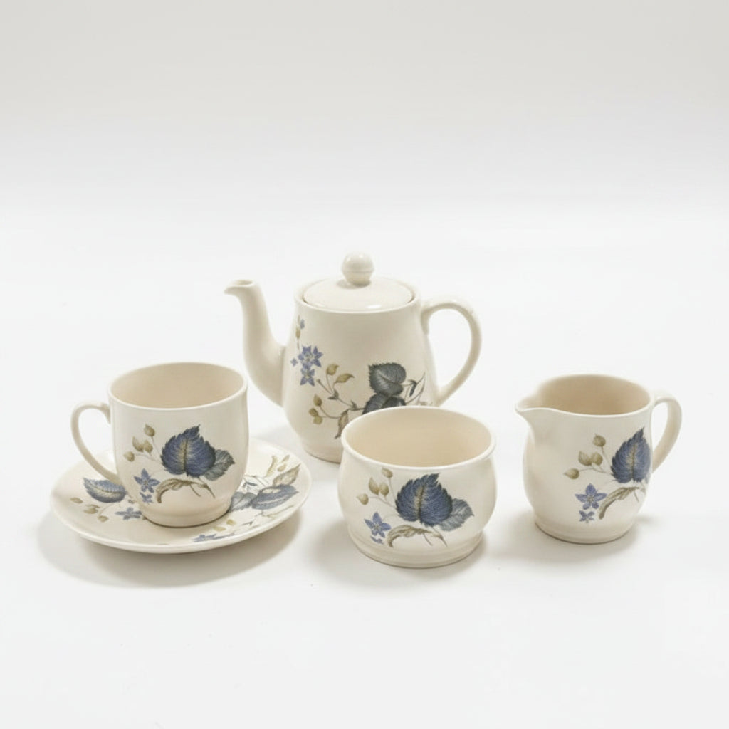 Rare SylvaC Pottery Lime Grove Tea Service | Blue Floral Stoneware|286880756949