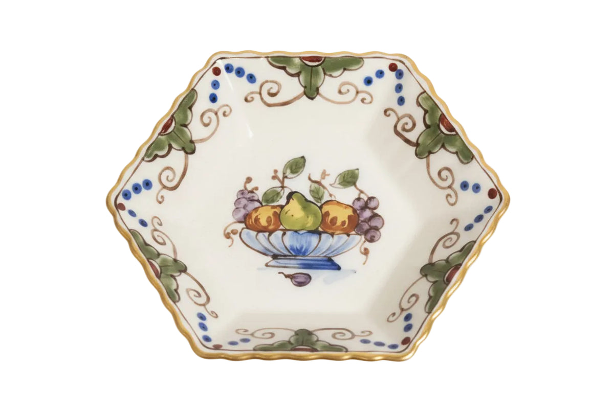 Vintage Royal Tichelaar Makkum Hexagonal Dish Hand Painted Dutch Polychrome|286873444366
