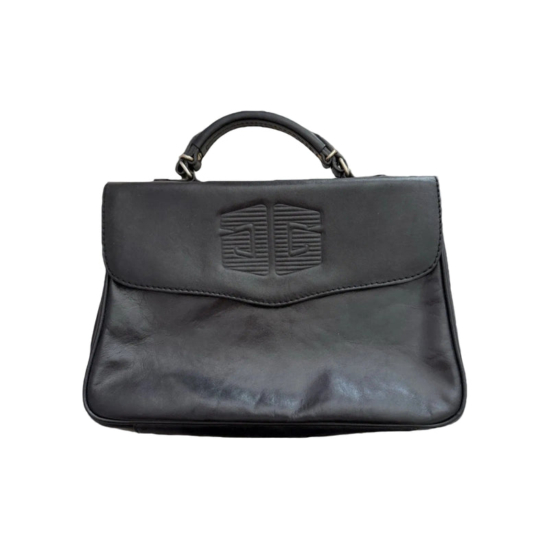 VINTAGE GISONDI COLLECTION Black Genuine ITALIAN LEATHER Top Handle Bag|286928467109