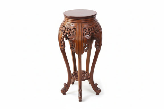 Vintage Chinese Carved Rosewood Plant Stand Pedestal Jardinière Table Solid Wood|286945353933