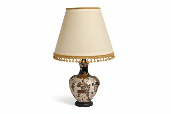 ANTIQUE Japanese Satsuma Vase Table Lamp | Hand-Painted Samurai Warrior Scene|286912411527