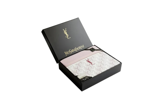 Yves Saint Laurent YSL Cotton Blanket / Throw Pink Y Pattern Shinkyo-Men|286969612441