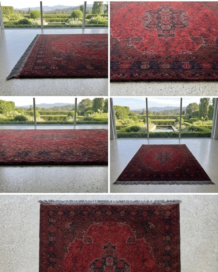 Authentic Hand-Knotted Pakistani Al-Mumtaz International Wool Rug 200cm x 125cm