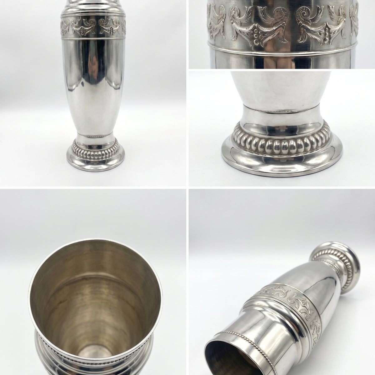 Antique Silver Plated Vase – Repousse Gadroon c.1920