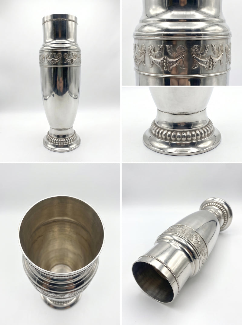Antique Silver Plated Vase – Repousse Gadroon c.1920
