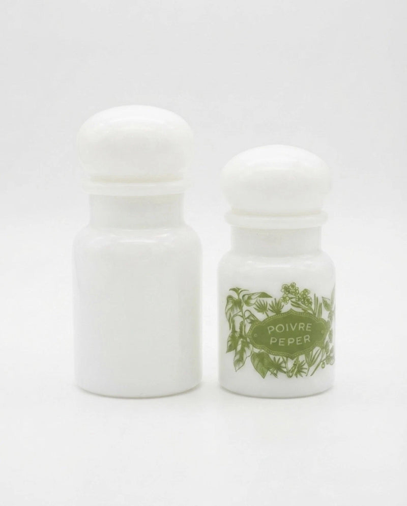 Vintage Milk Glass Spice Jars – Pair, Made In Belgium